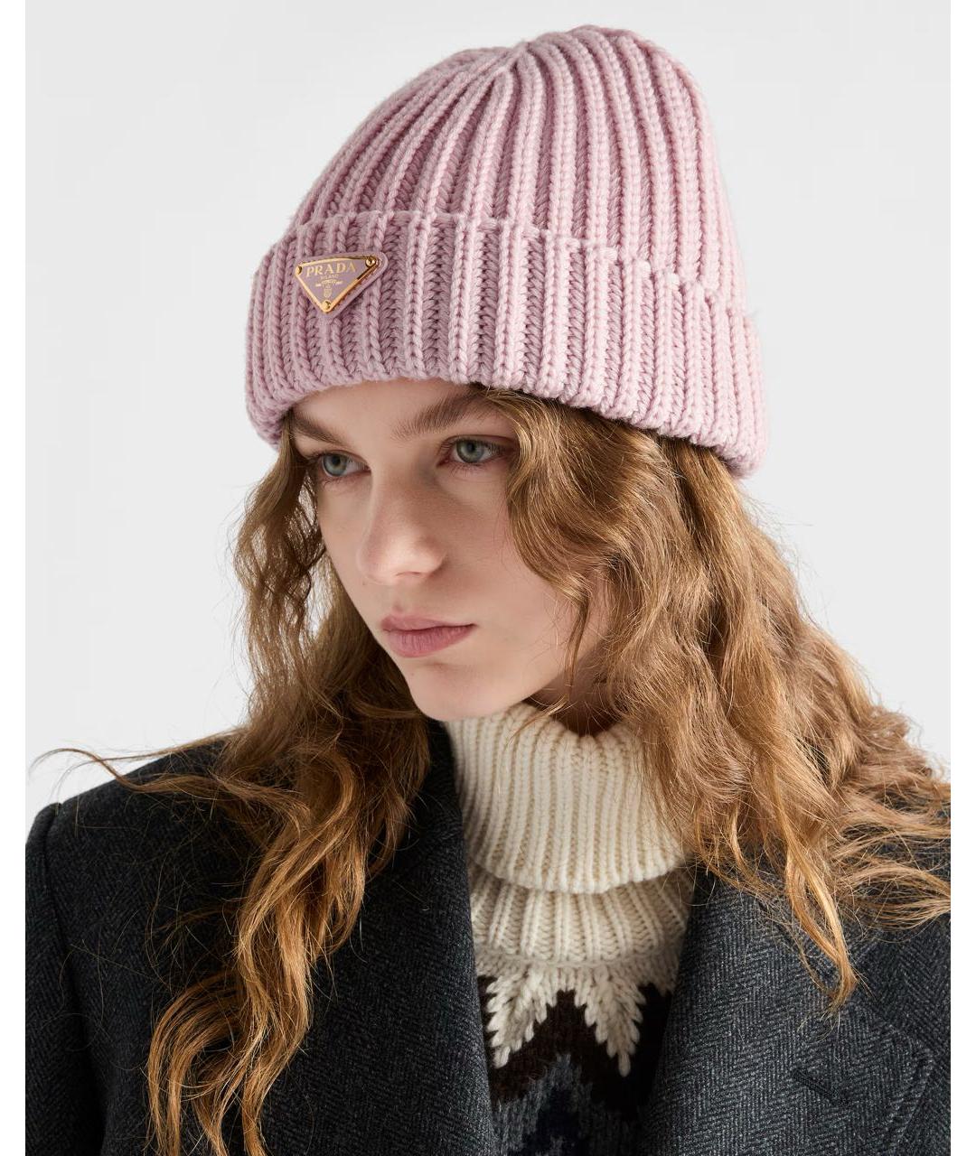 PRADA Розовая шерстяная шапка, фото 2