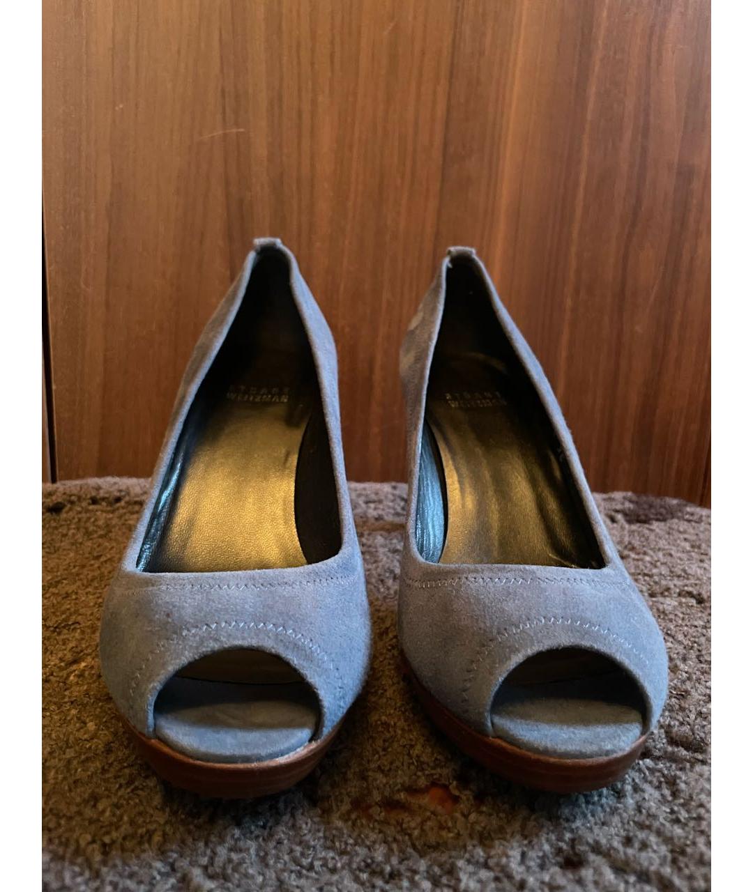 STUART WEITZMAN Голубые замшевые туфли, фото 2