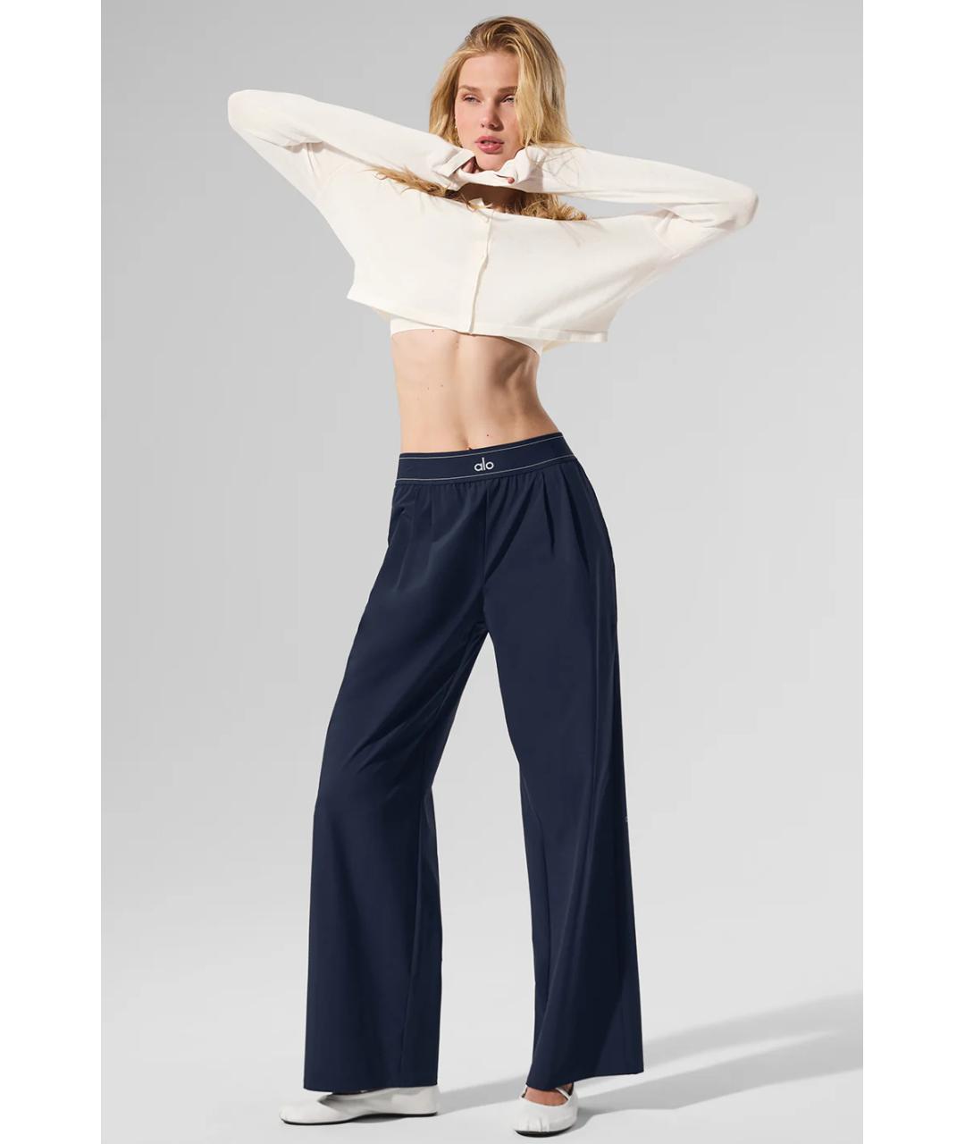 ALO YOGA Темно-синие прямые брюки, фото 4