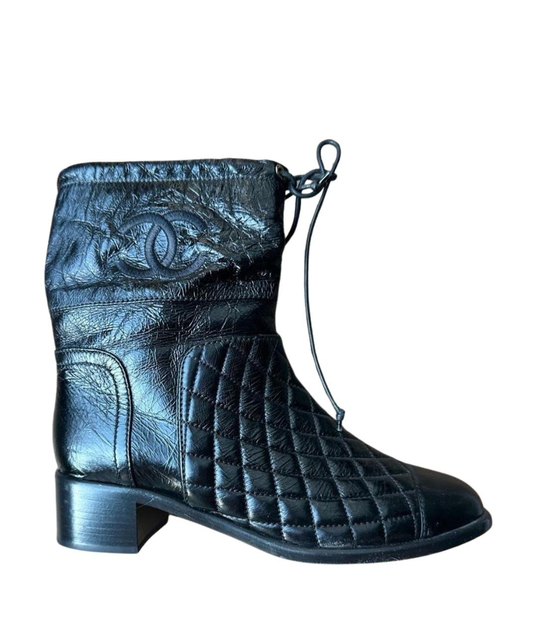 CHANEL Черные кожаные полусапоги, фото 1