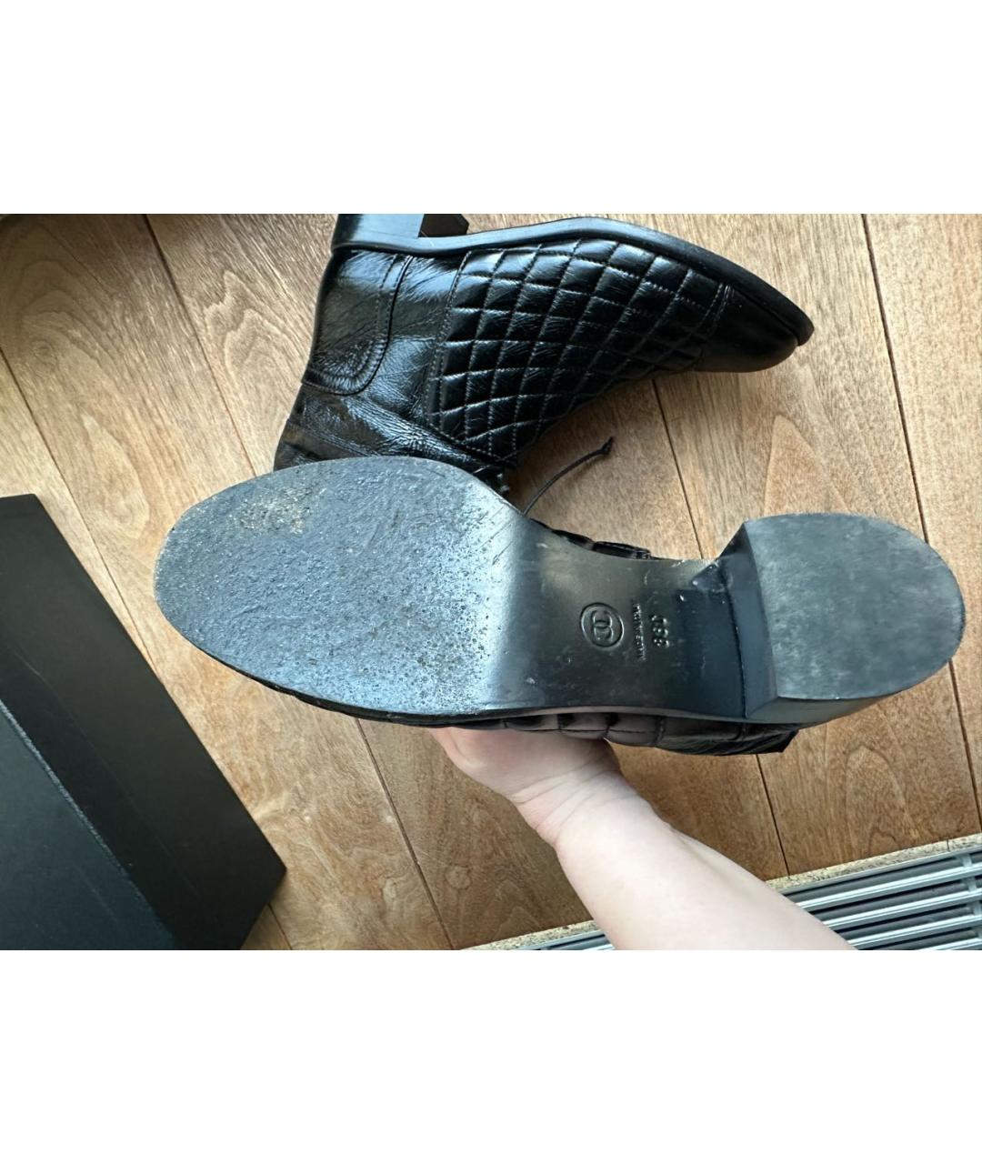 CHANEL Черные кожаные полусапоги, фото 4
