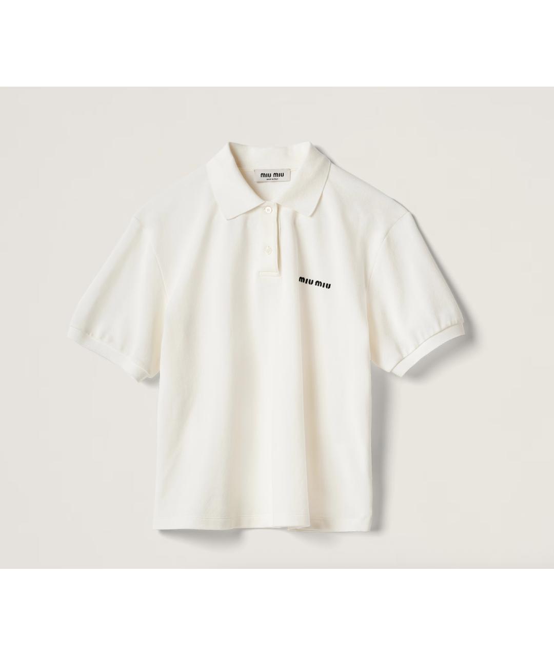 MIU MIU Белая хлопковая футболка, фото 4