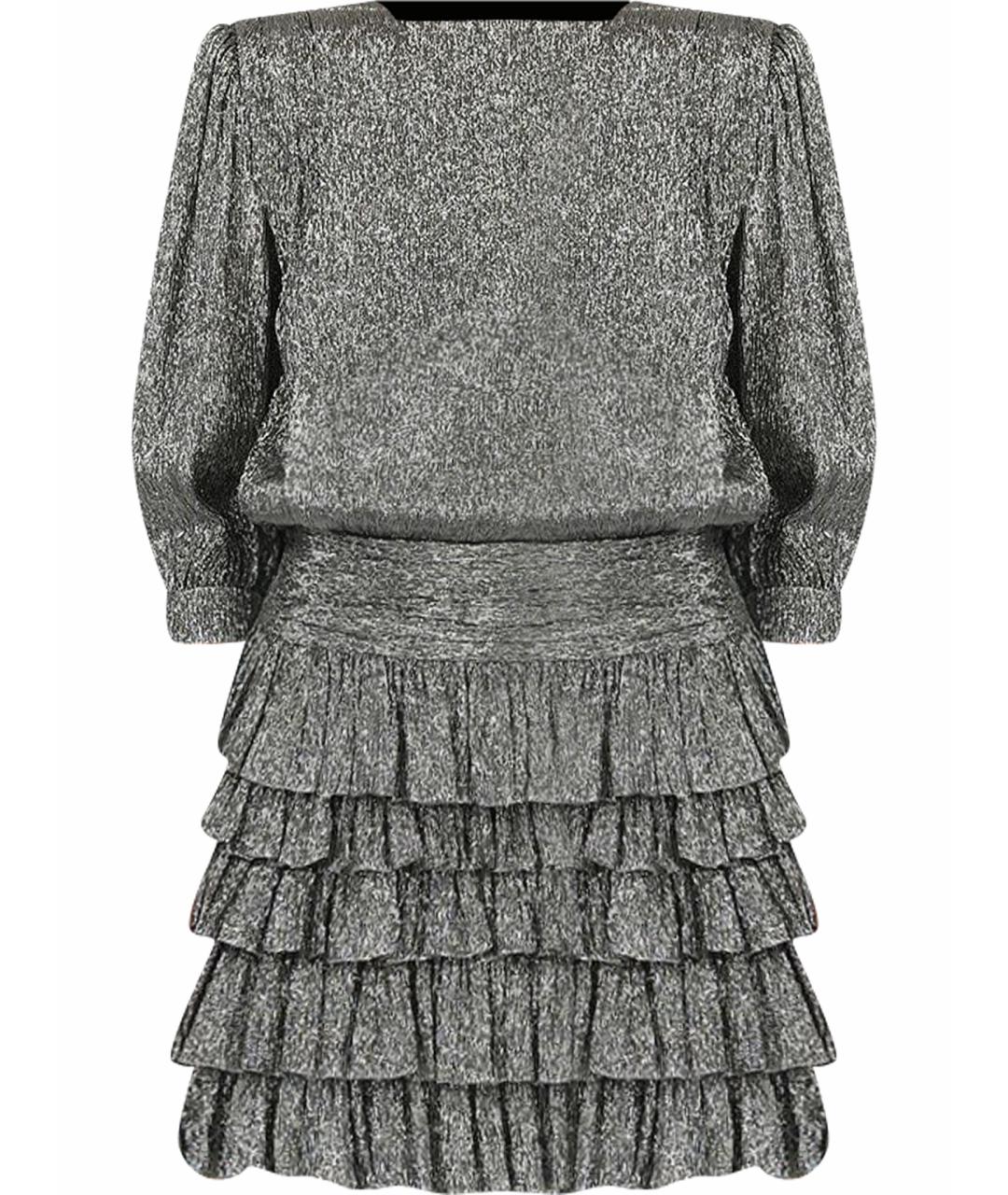 SAINT LAURENT Серебряное шелковое коктейльное платье, фото 1