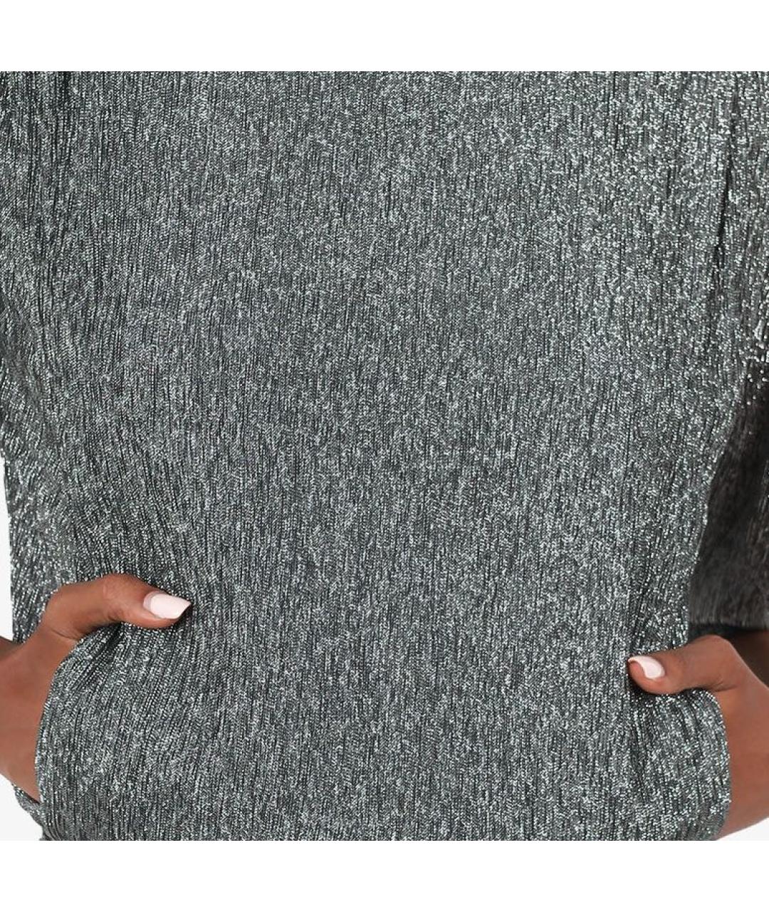 SAINT LAURENT Серебряное шелковое коктейльное платье, фото 4