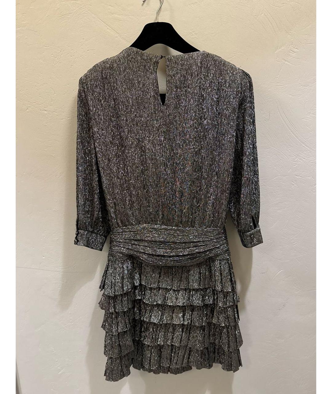 SAINT LAURENT Серебряное шелковое коктейльное платье, фото 2