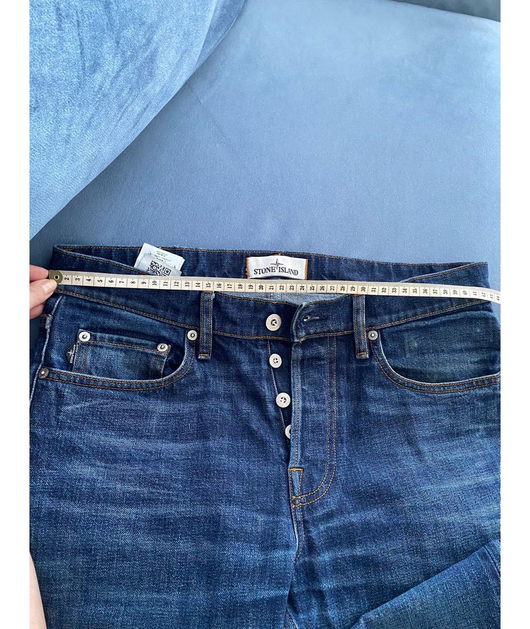 STONE ISLAND Темно-синие хлопковые прямые джинсы, фото 3