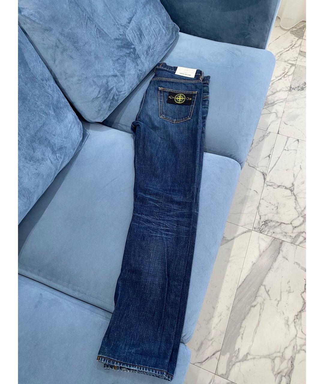 STONE ISLAND Темно-синие хлопковые прямые джинсы, фото 2