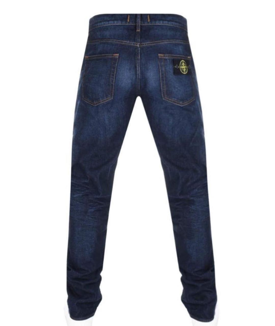 STONE ISLAND Темно-синие хлопковые прямые джинсы, фото 1