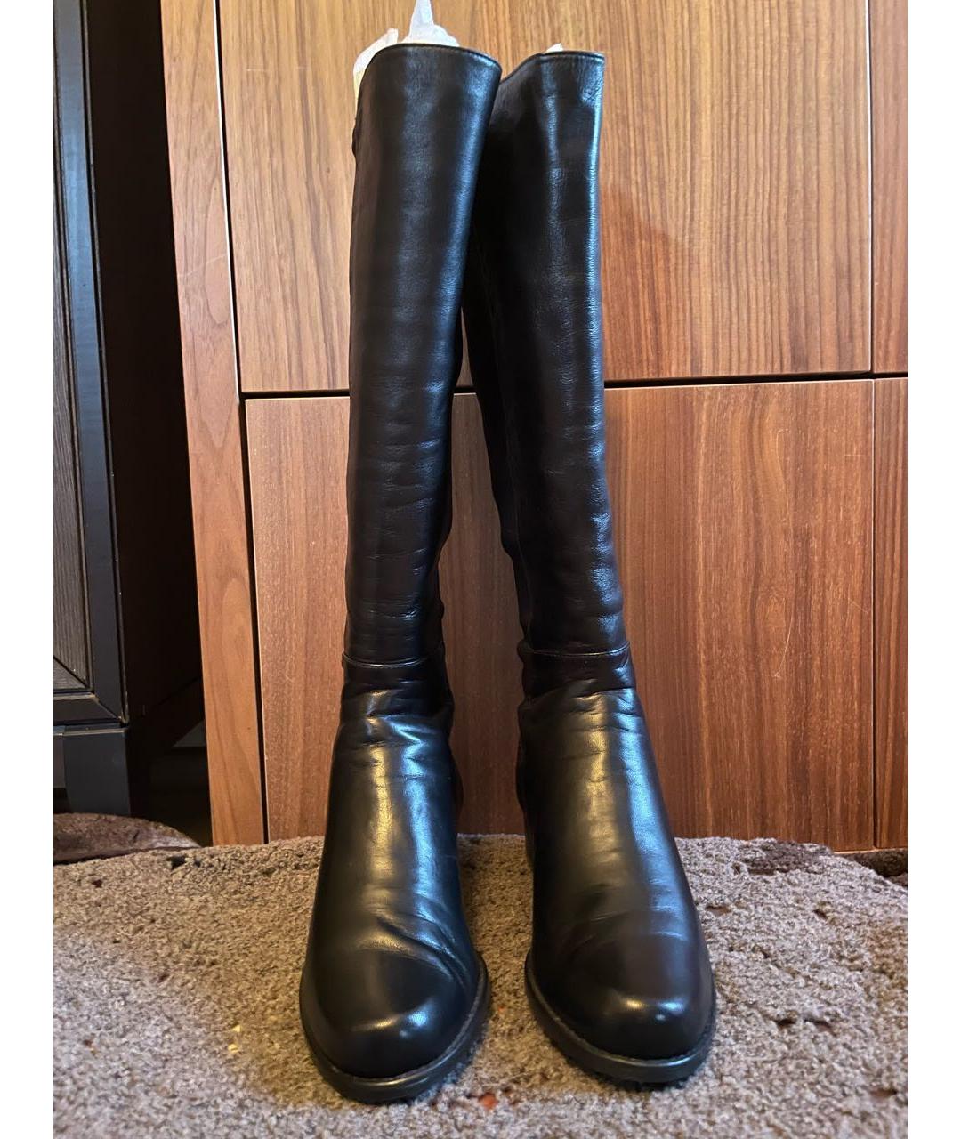 STUART WEITZMAN Черные кожаные сапоги, фото 2