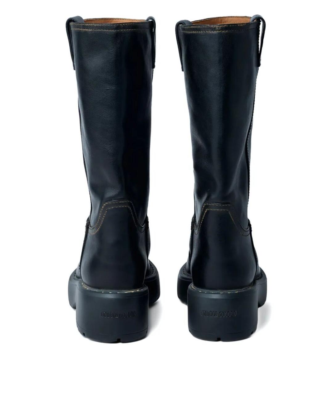 MIU MIU Черные кожаные сапоги, фото 2