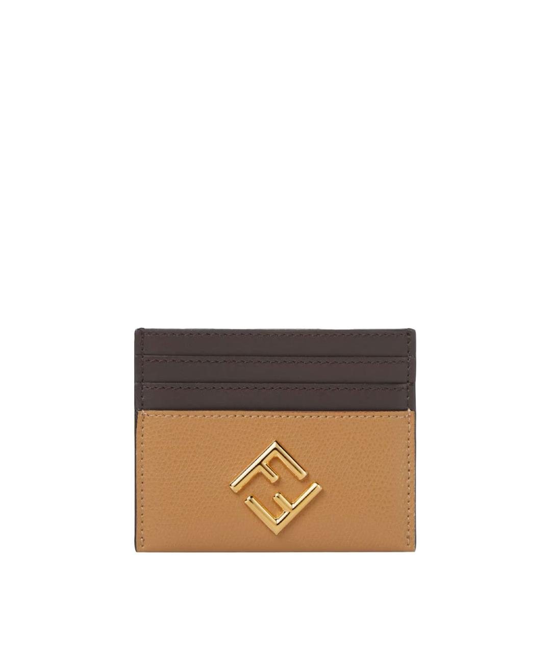 FENDI Бежевый кожаный кардхолдер, фото 1