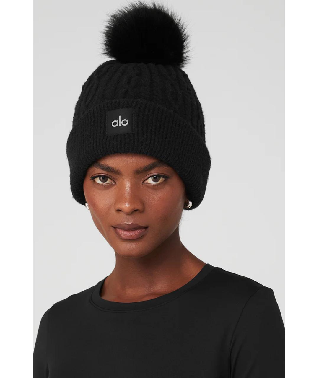 ALO YOGA Черная шапка, фото 3