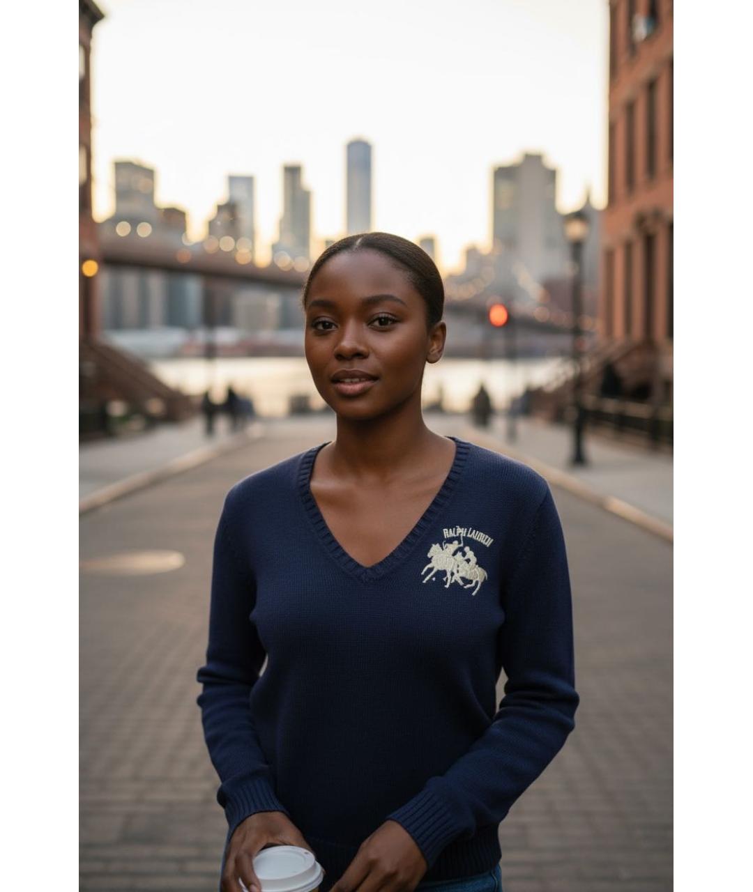 RALPH LAUREN Темно-синий хлопковый джемпер / свитер, фото 2