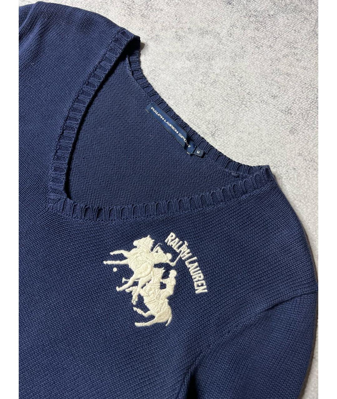 RALPH LAUREN Темно-синий хлопковый джемпер / свитер, фото 4