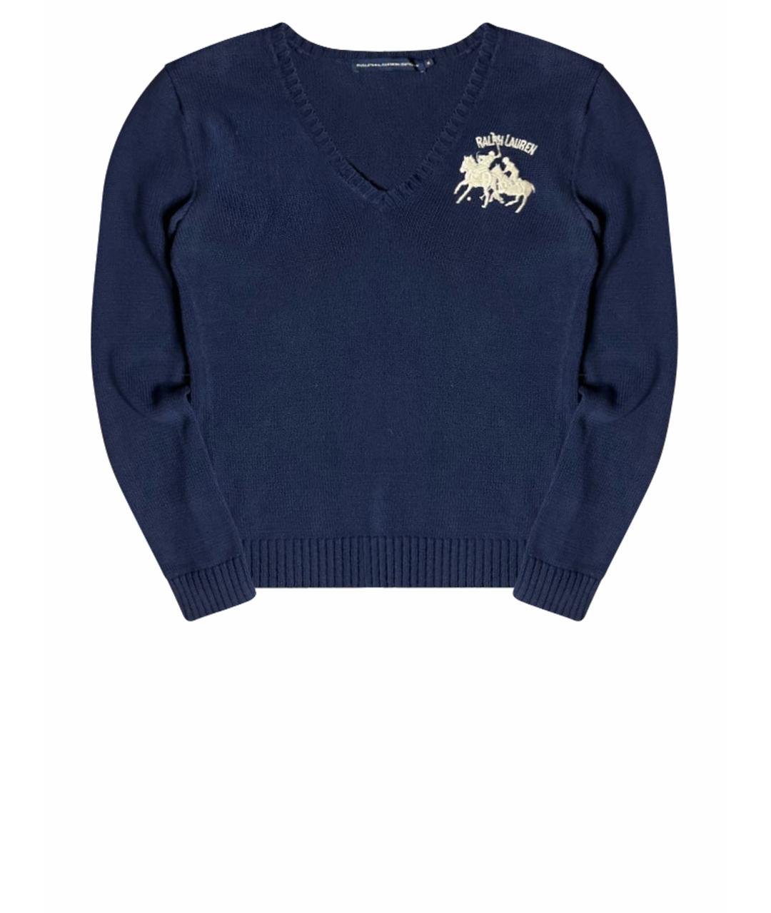 RALPH LAUREN Темно-синий хлопковый джемпер / свитер, фото 6