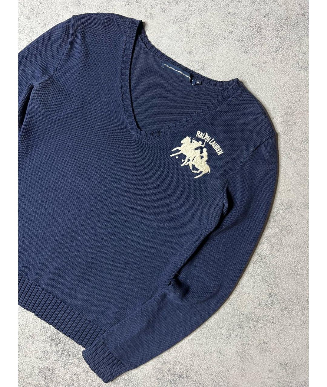 RALPH LAUREN Темно-синий хлопковый джемпер / свитер, фото 3