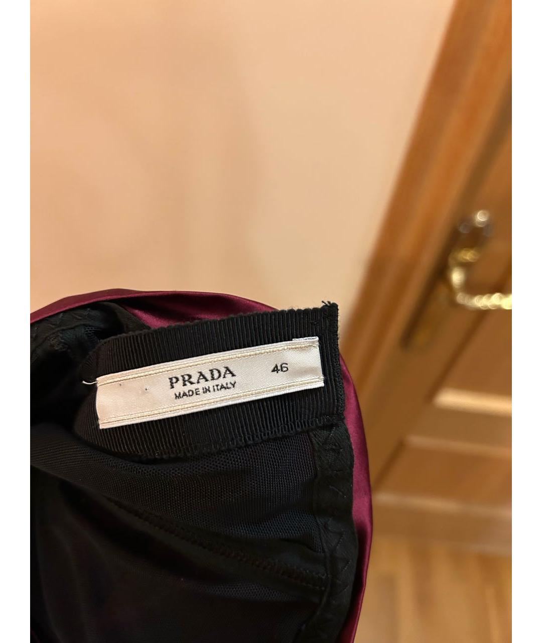 PRADA Бордовое шелковое вечернее платье, фото 8