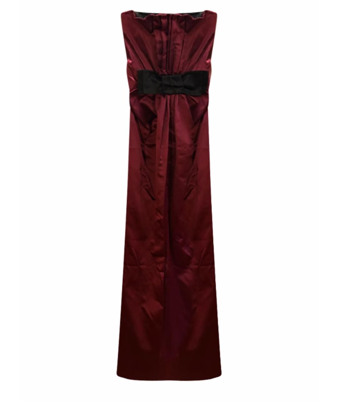 PRADA Бордовое шелковое вечернее платье, фото 1