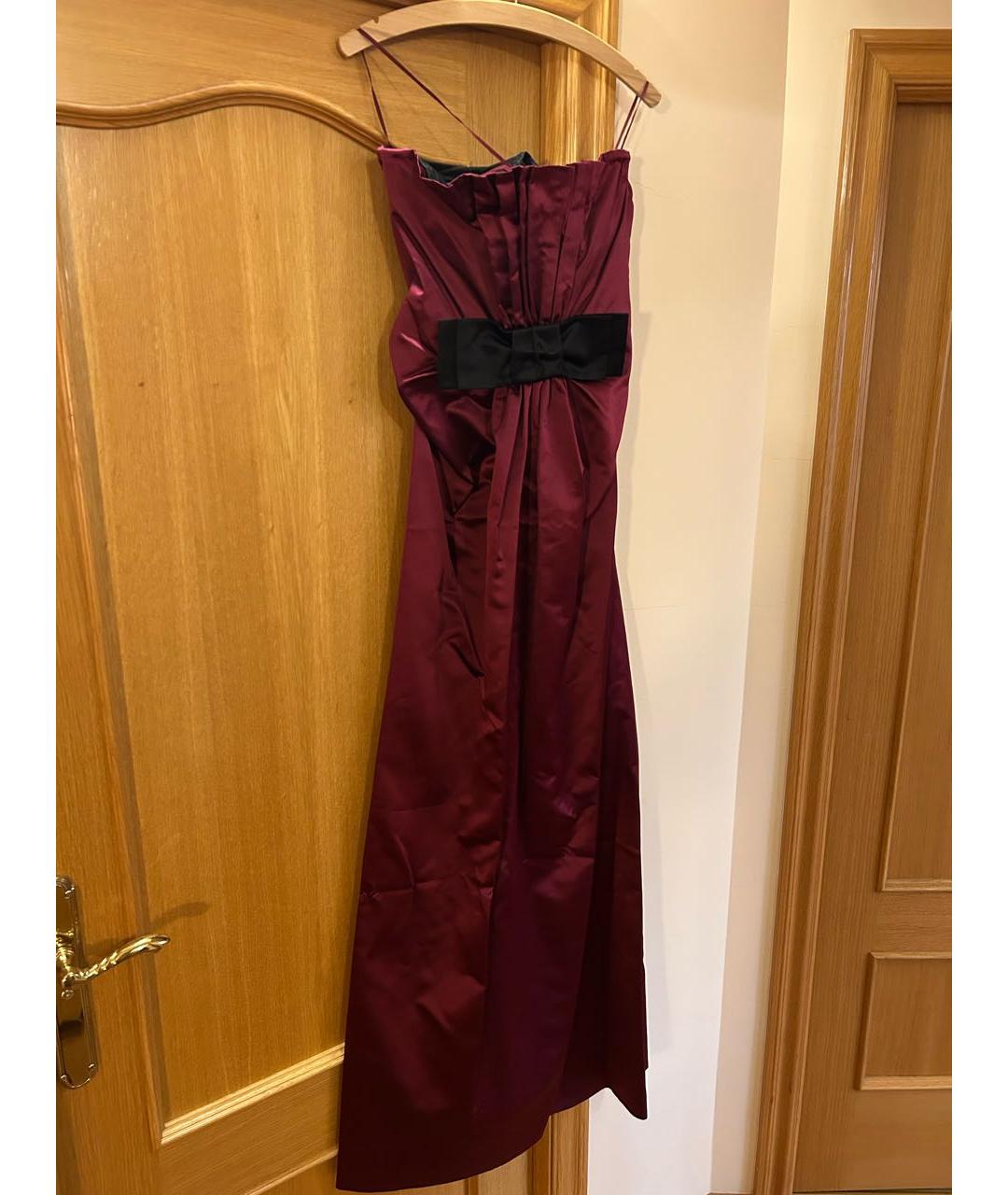 PRADA Бордовое шелковое вечернее платье, фото 9