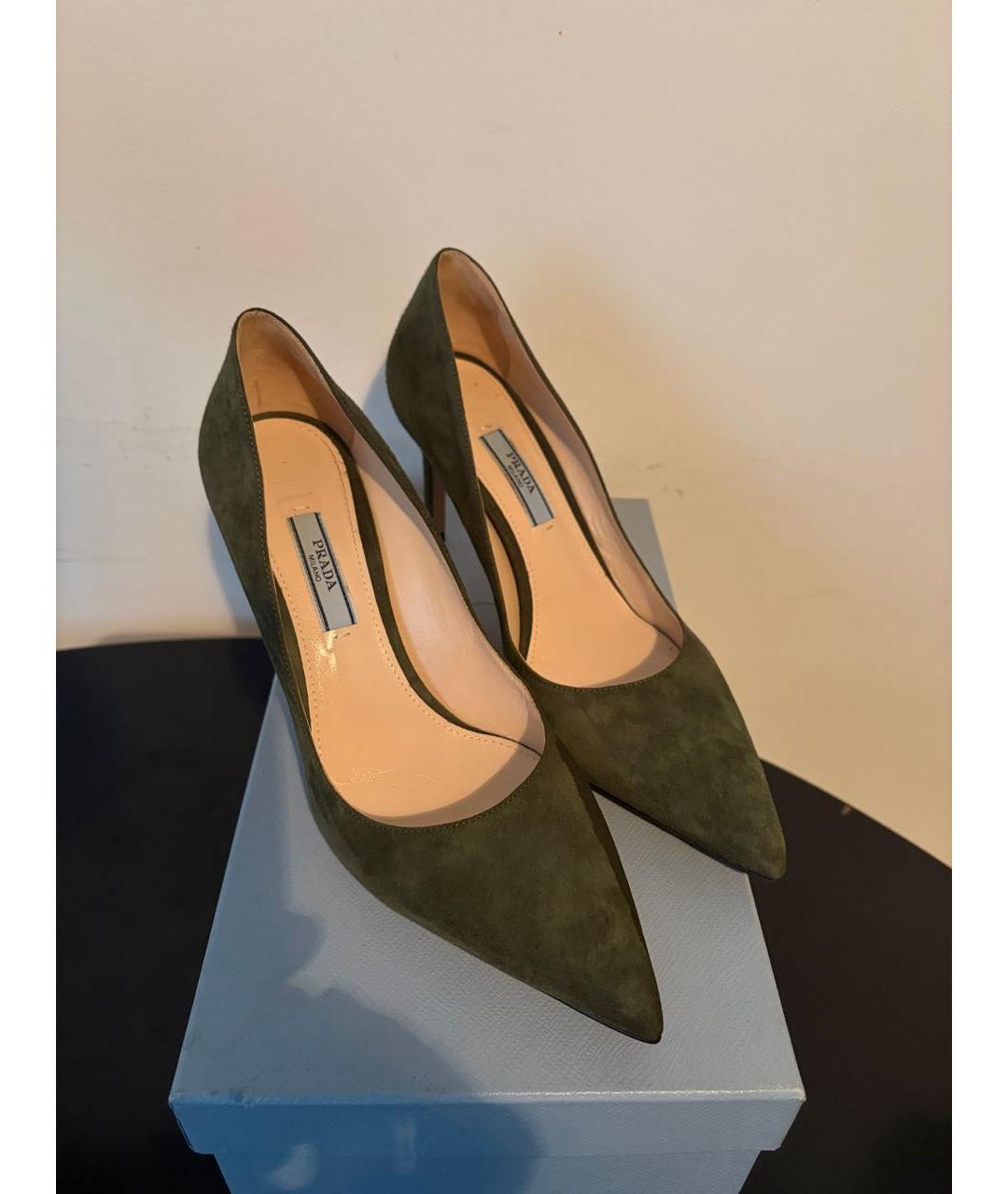 PRADA Хаки замшевые туфли, фото 3