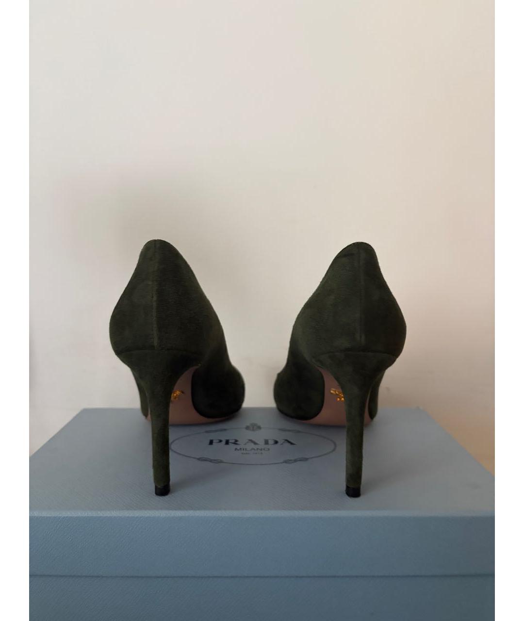 PRADA Хаки замшевые туфли, фото 4