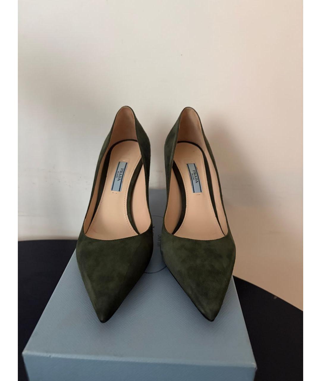 PRADA Хаки замшевые туфли, фото 2