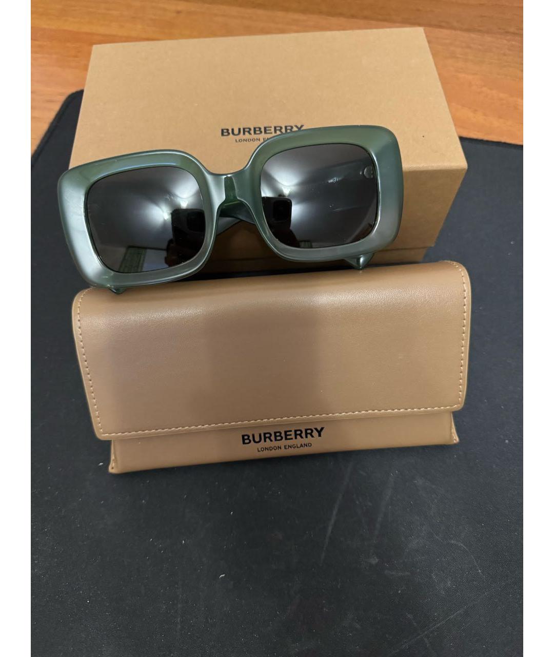 BURBERRY Зеленые пластиковые солнцезащитные очки, фото 8