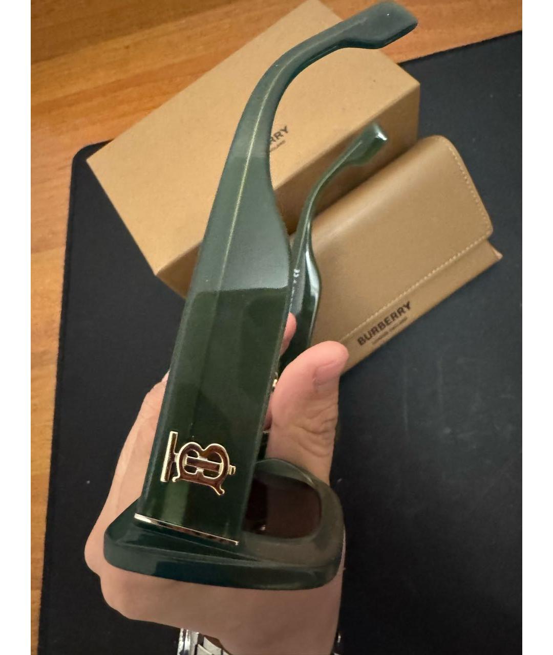 BURBERRY Зеленые пластиковые солнцезащитные очки, фото 3