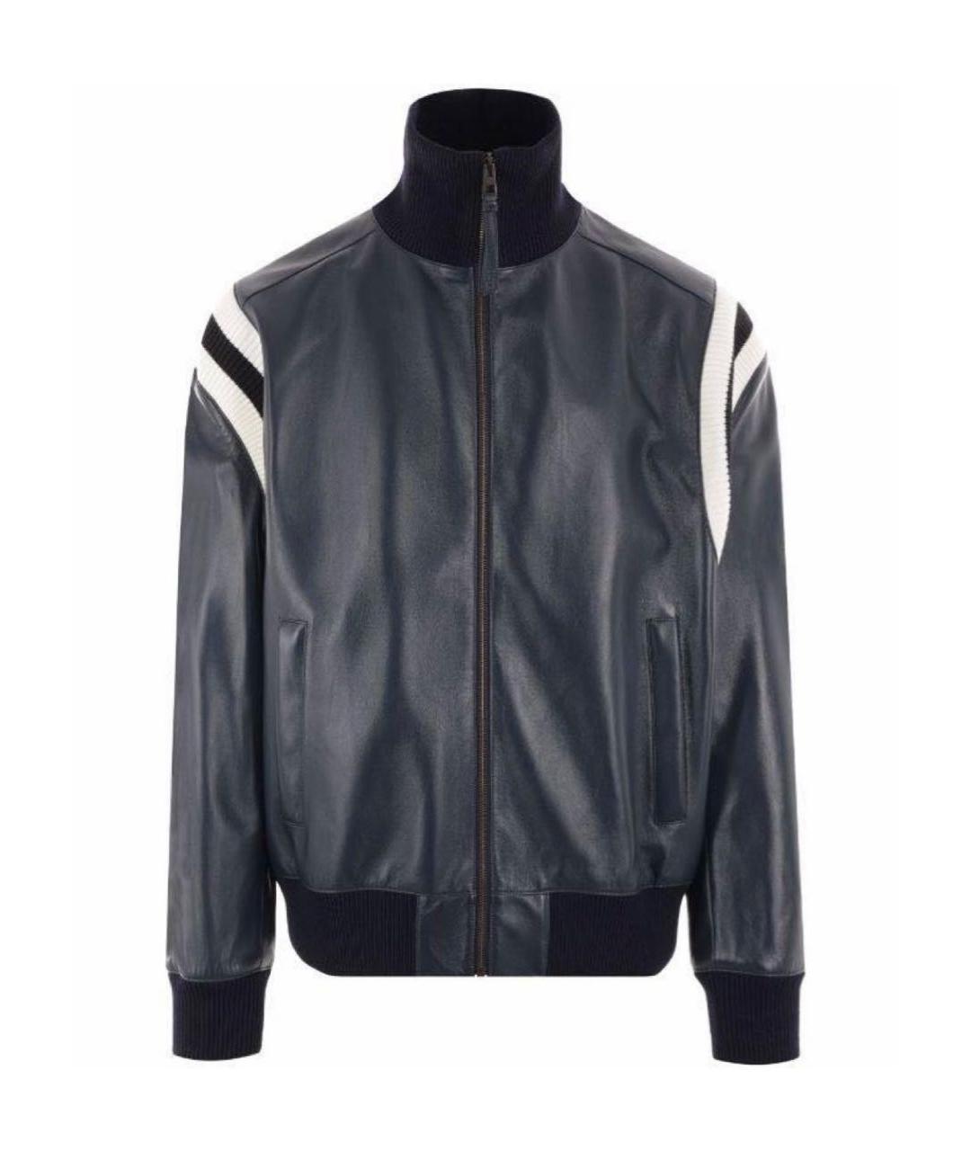 LOEWE Темно-синяя кожаная куртка, фото 1