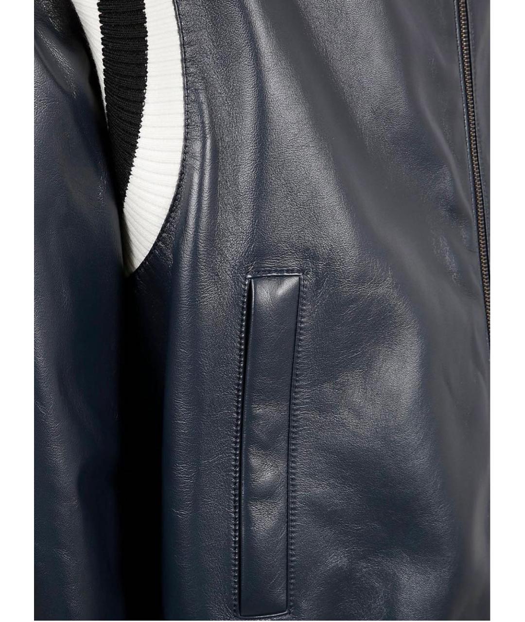 LOEWE Темно-синяя кожаная куртка, фото 3