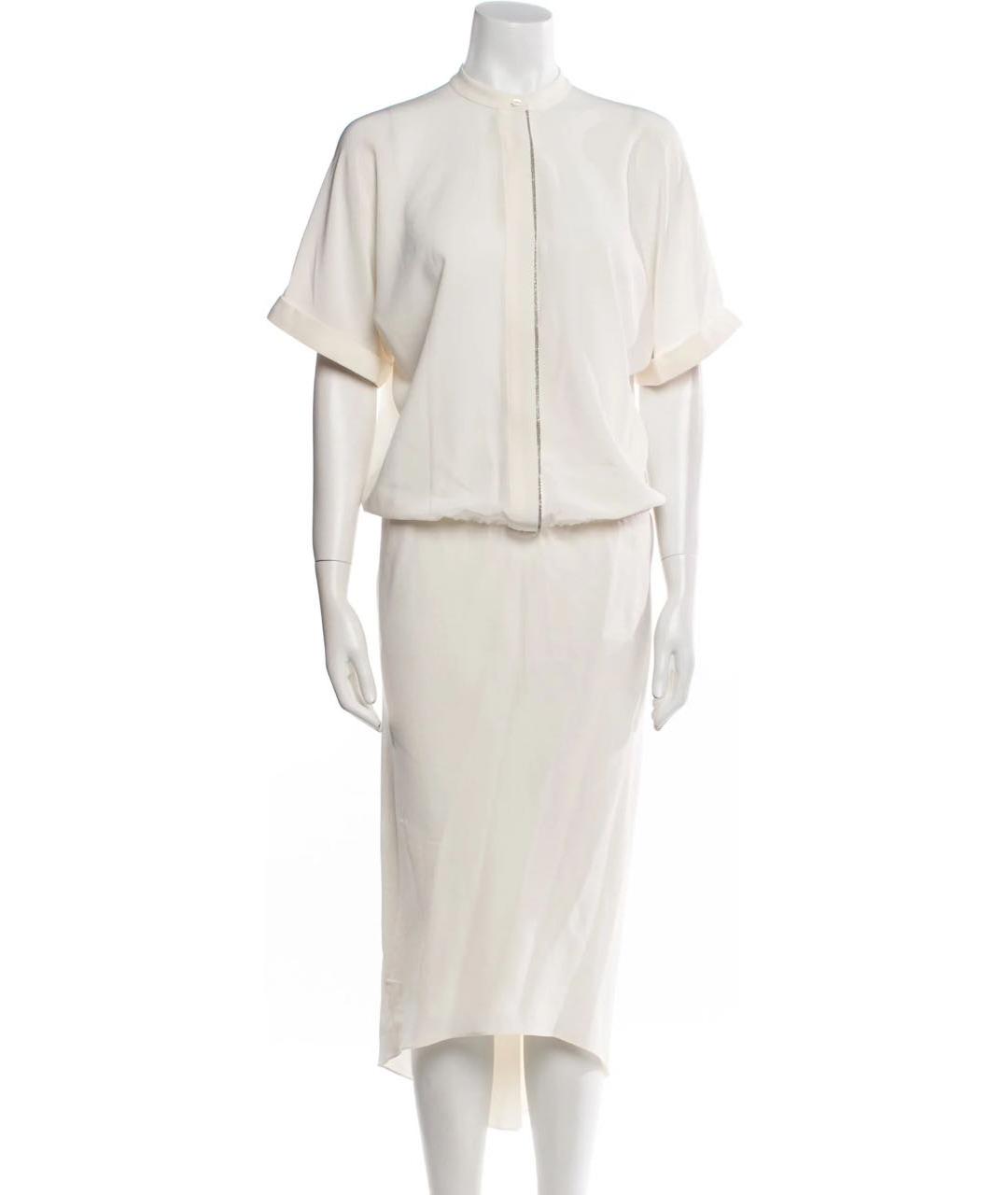 BRUNELLO CUCINELLI Бежевое шелковое платье, фото 9