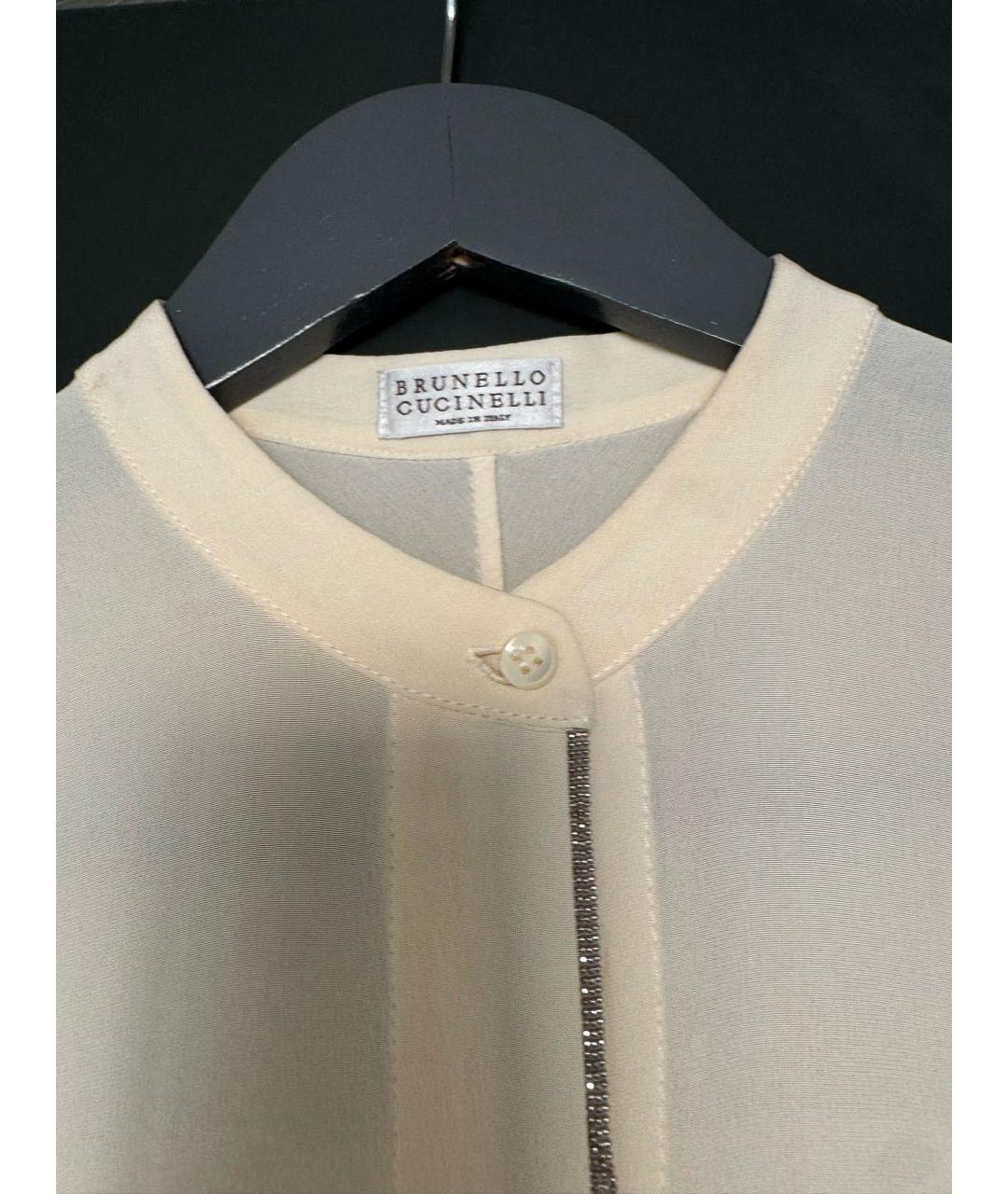 BRUNELLO CUCINELLI Бежевое шелковое платье, фото 3