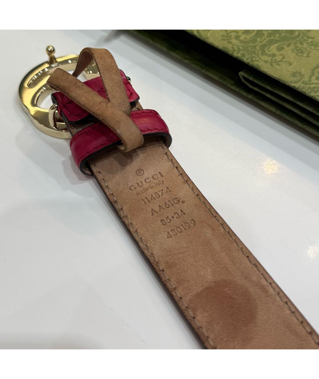 GUCCI Розовый кожаный ремень, фото 2