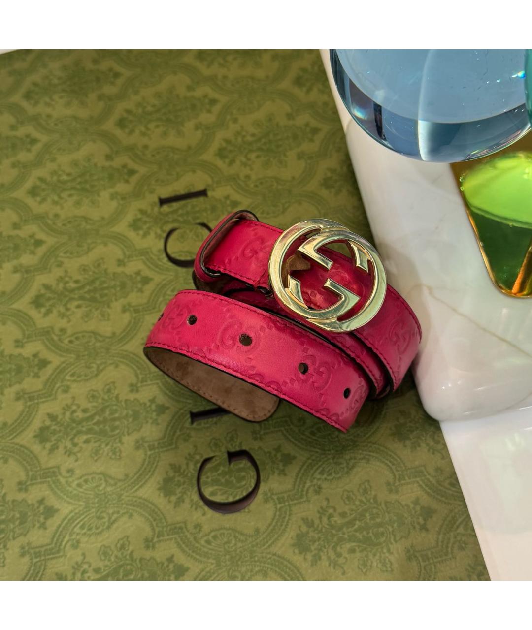 GUCCI Розовый кожаный ремень, фото 5