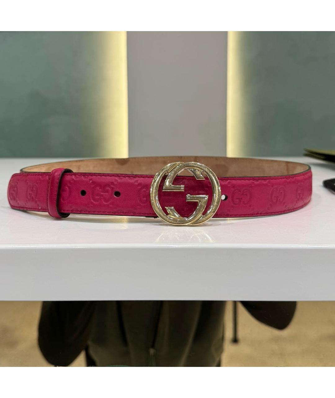 GUCCI Розовый кожаный ремень, фото 3