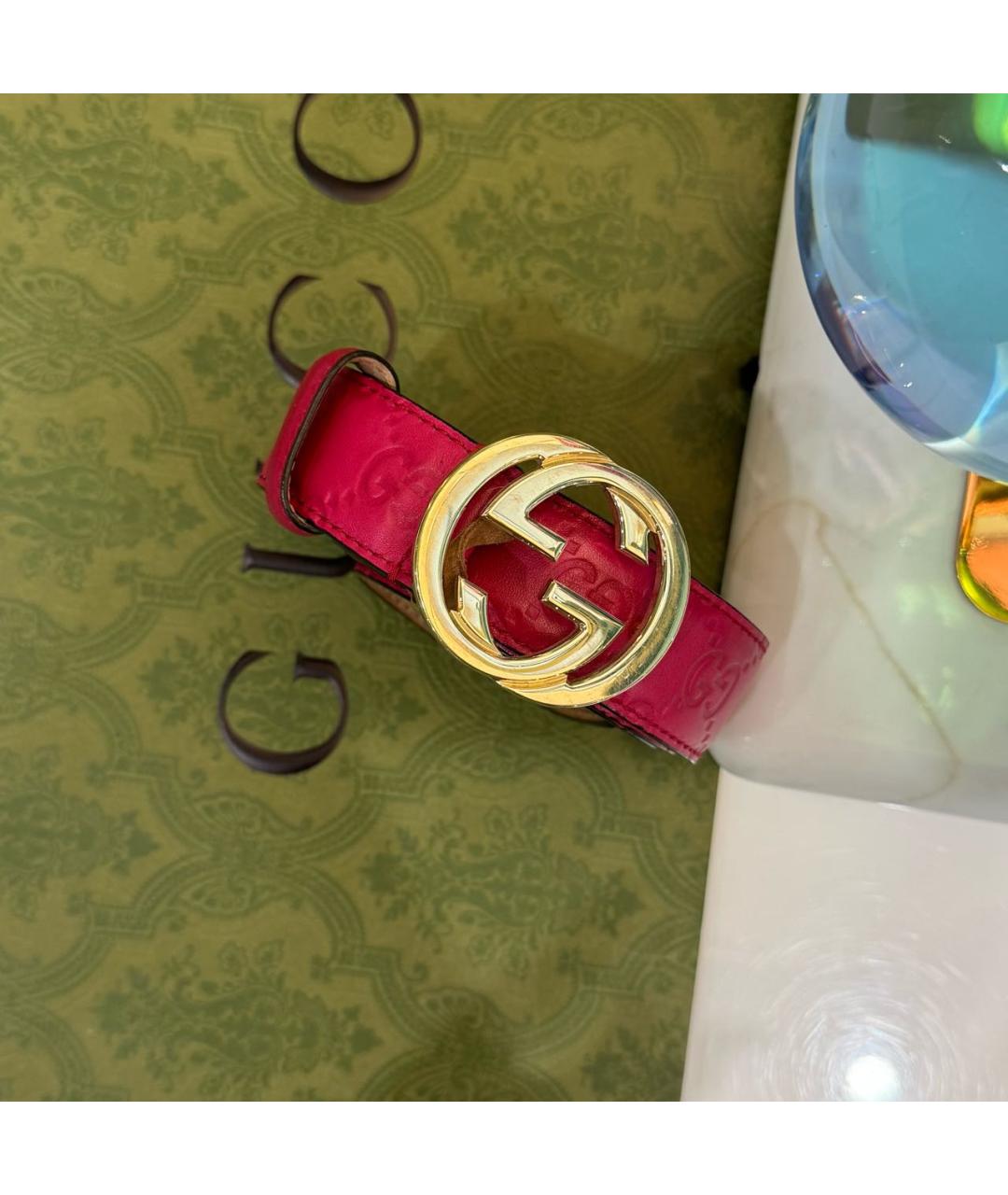 GUCCI Розовый кожаный ремень, фото 4