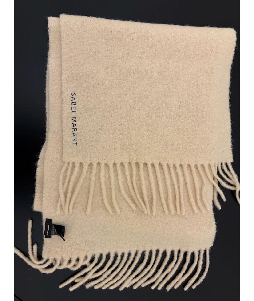 ISABEL MARANT Бежевый шерстяной шарф, фото 3