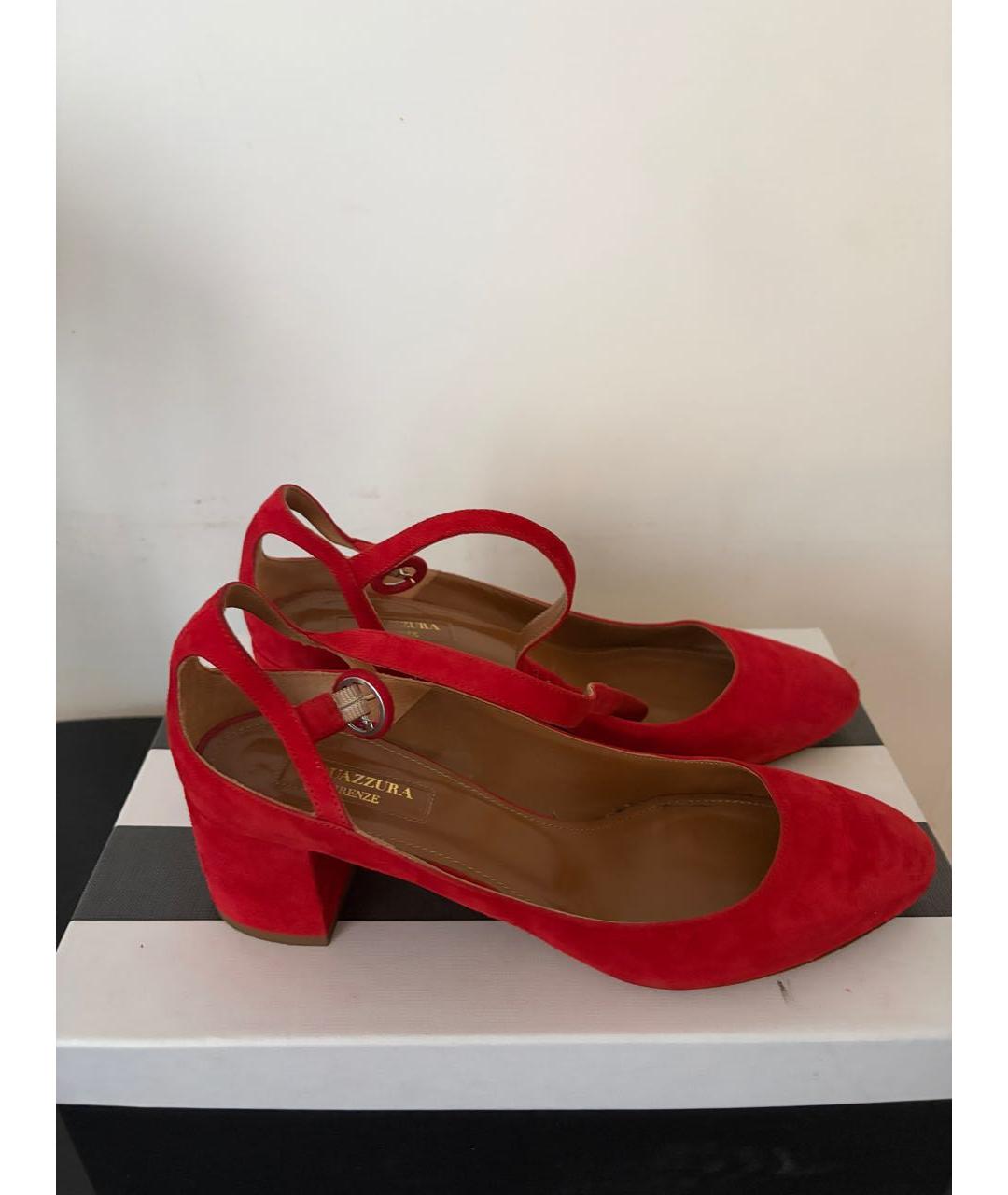 AQUAZZURA Красные замшевые туфли, фото 6