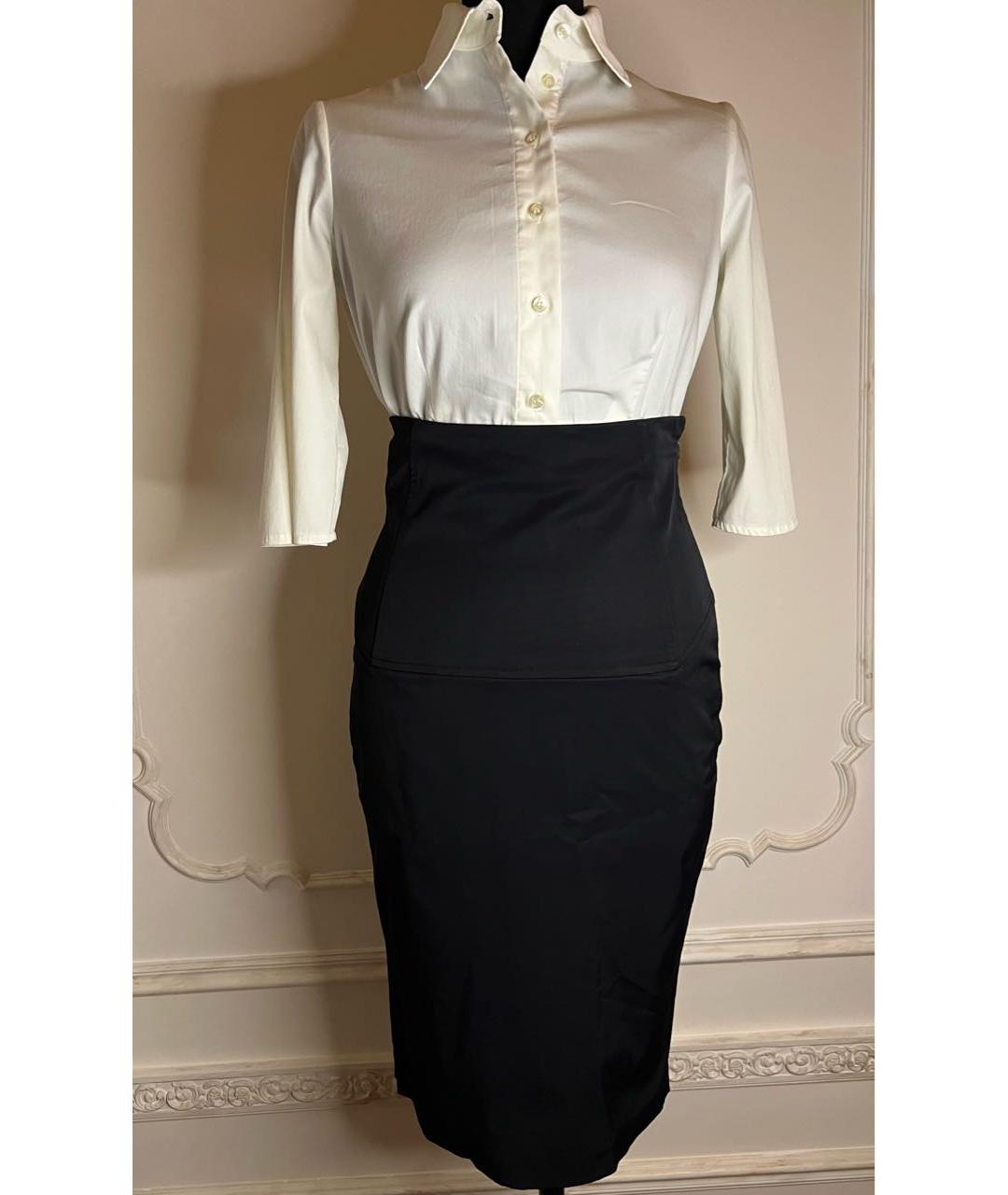 ELISABETTA FRANCHI Черный хлопковый костюм с юбками, фото 7