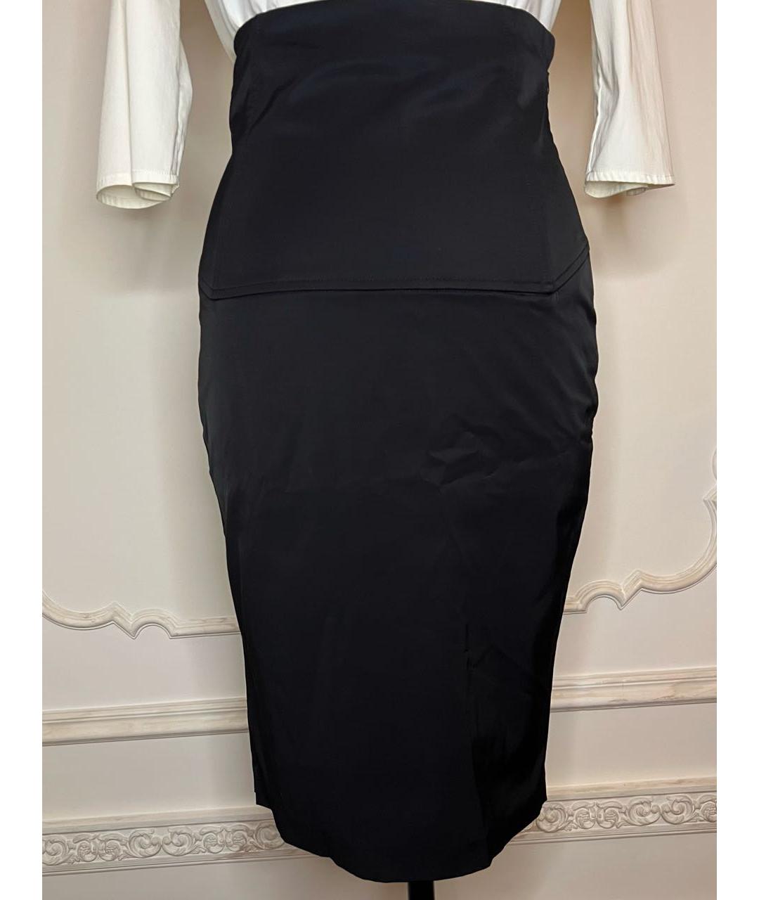 ELISABETTA FRANCHI Черный хлопковый костюм с юбками, фото 2