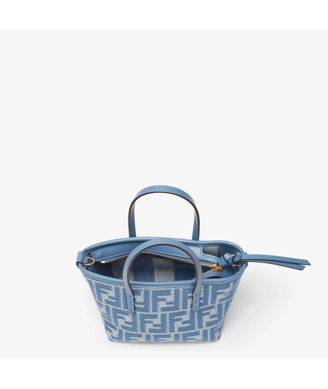 FENDI Голубая тканевая сумка тоут, фото 4