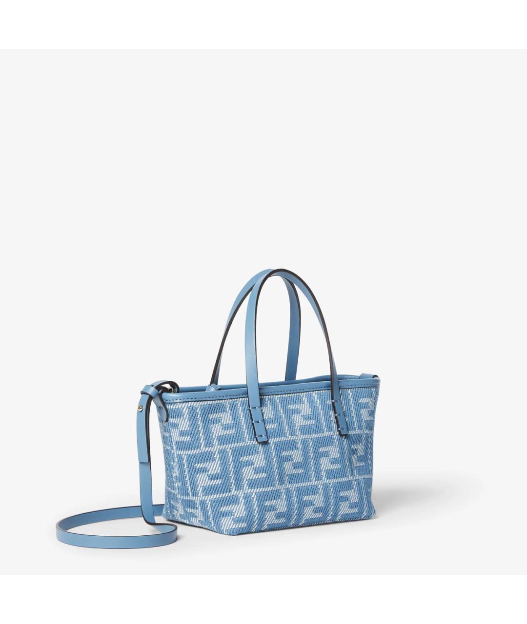 FENDI Голубая тканевая сумка тоут, фото 7