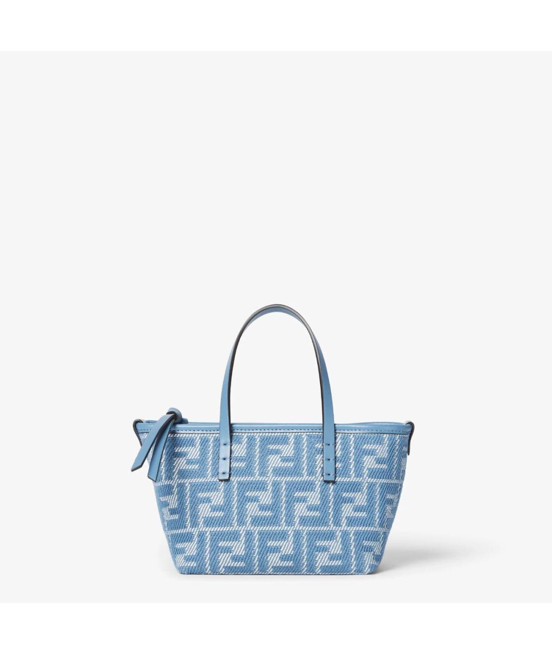 FENDI Голубая тканевая сумка тоут, фото 8