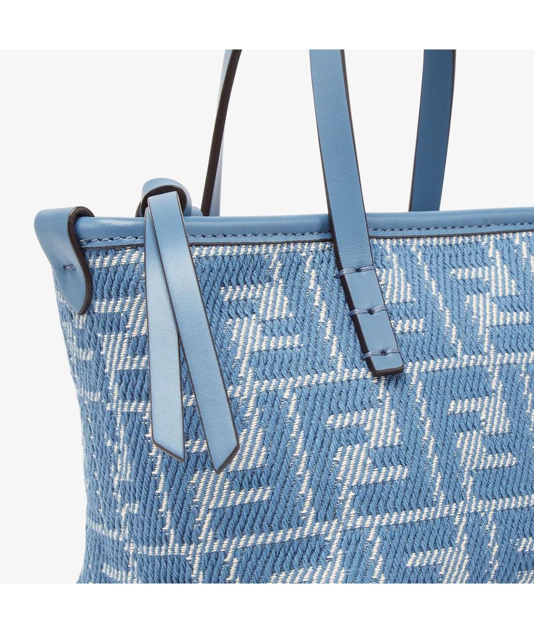 FENDI Голубая тканевая сумка тоут, фото 6