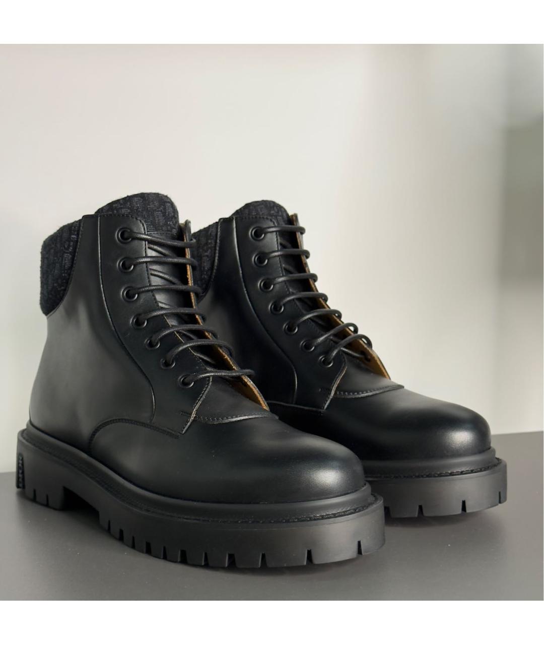 CHRISTIAN DIOR Черные кожаные высокие ботинки, фото 6