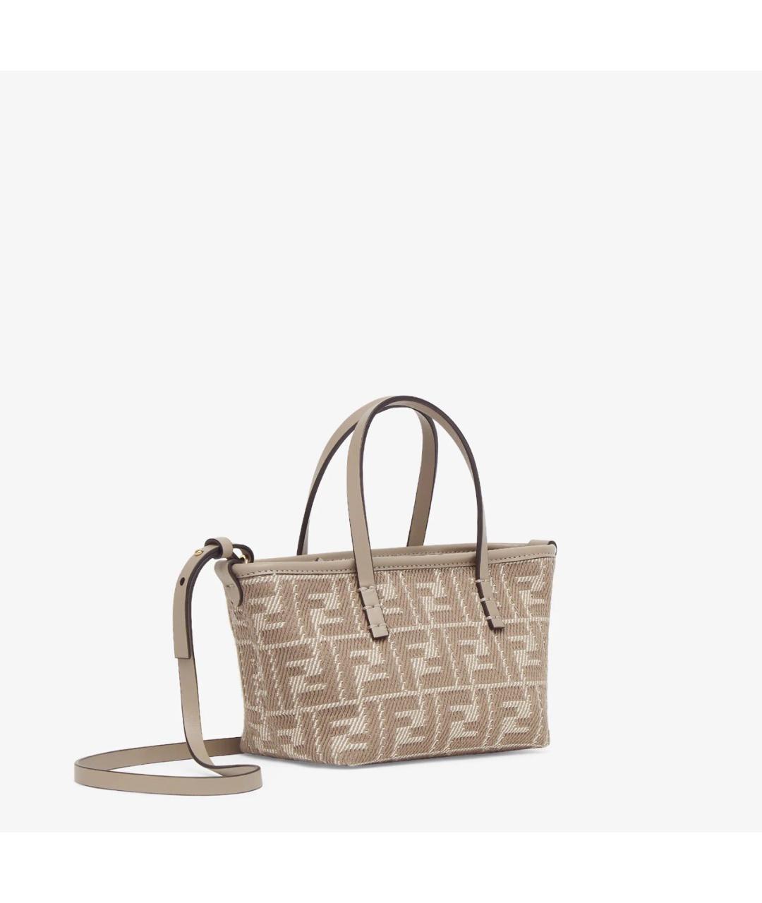 FENDI Бежевая тканевая сумка тоут, фото 3