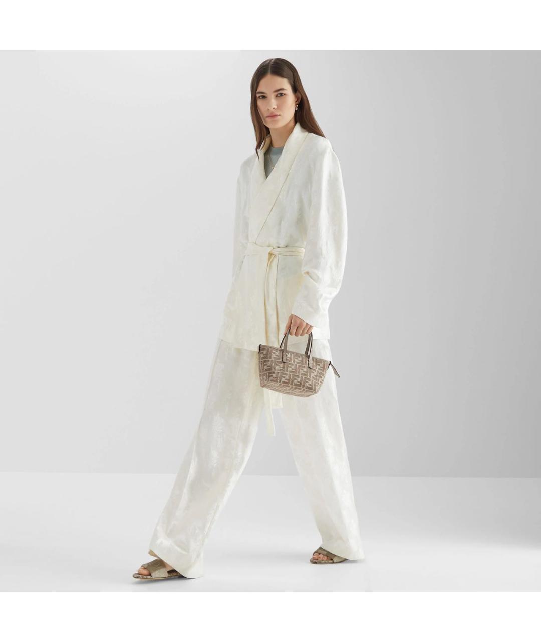 FENDI Бежевая тканевая сумка тоут, фото 2