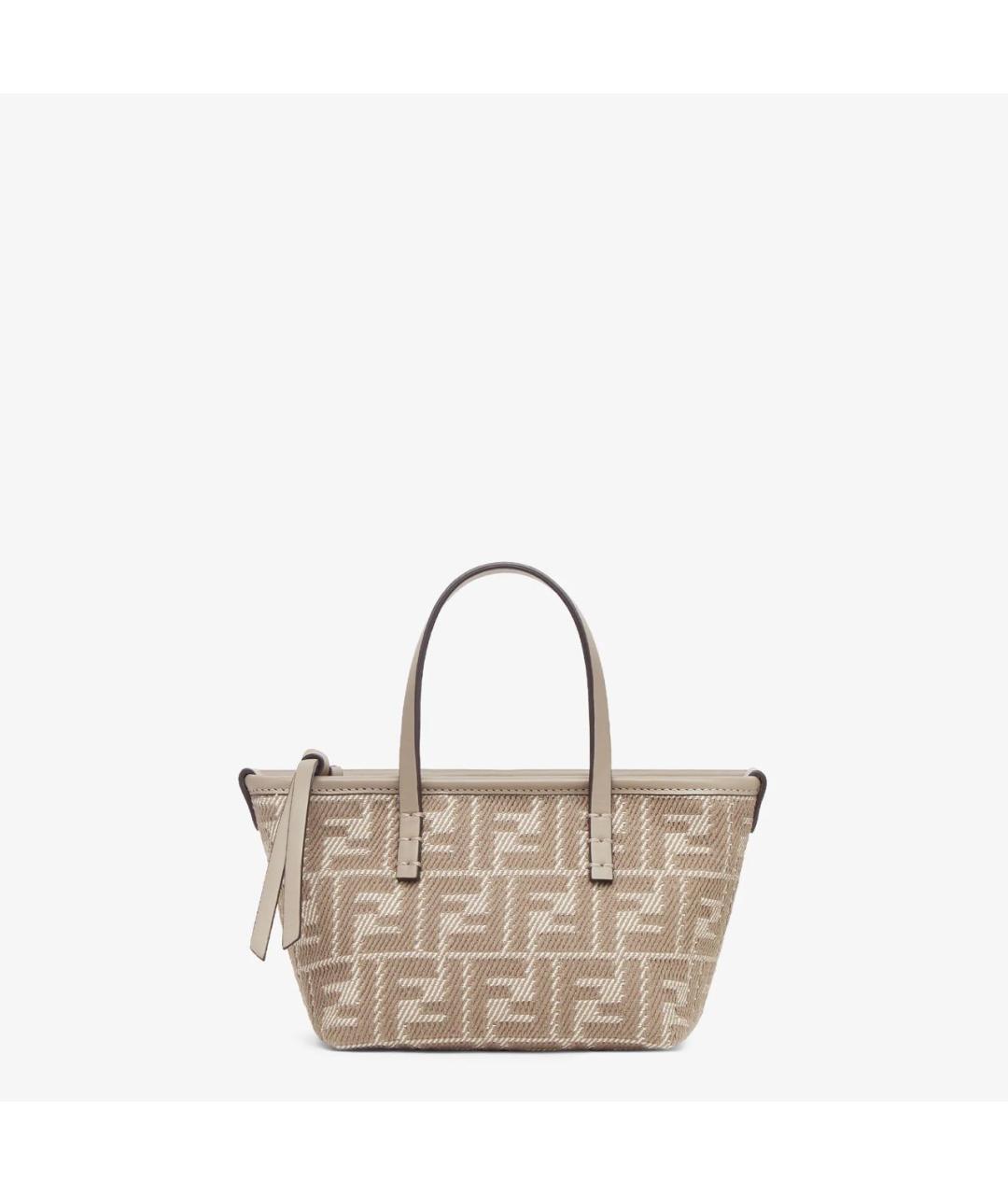 FENDI Бежевая тканевая сумка тоут, фото 9