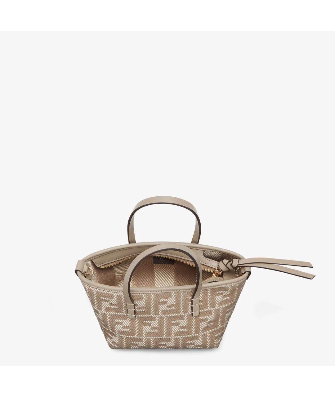FENDI Бежевая тканевая сумка тоут, фото 4