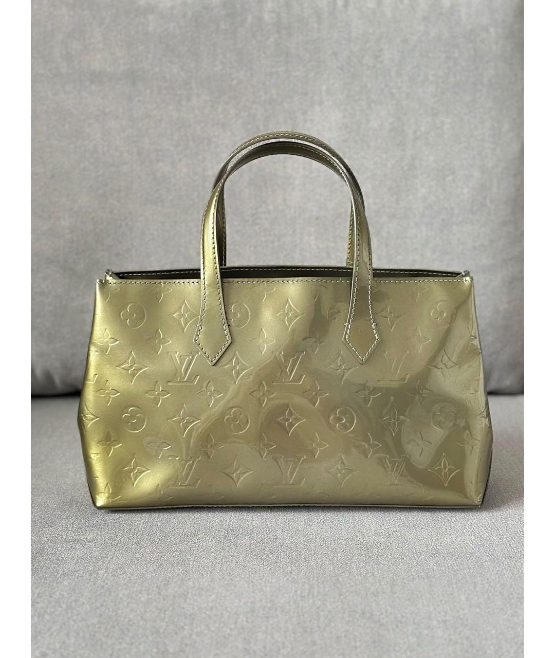 LOUIS VUITTON Хаки сумка тоут из лакированной кожи, фото 4